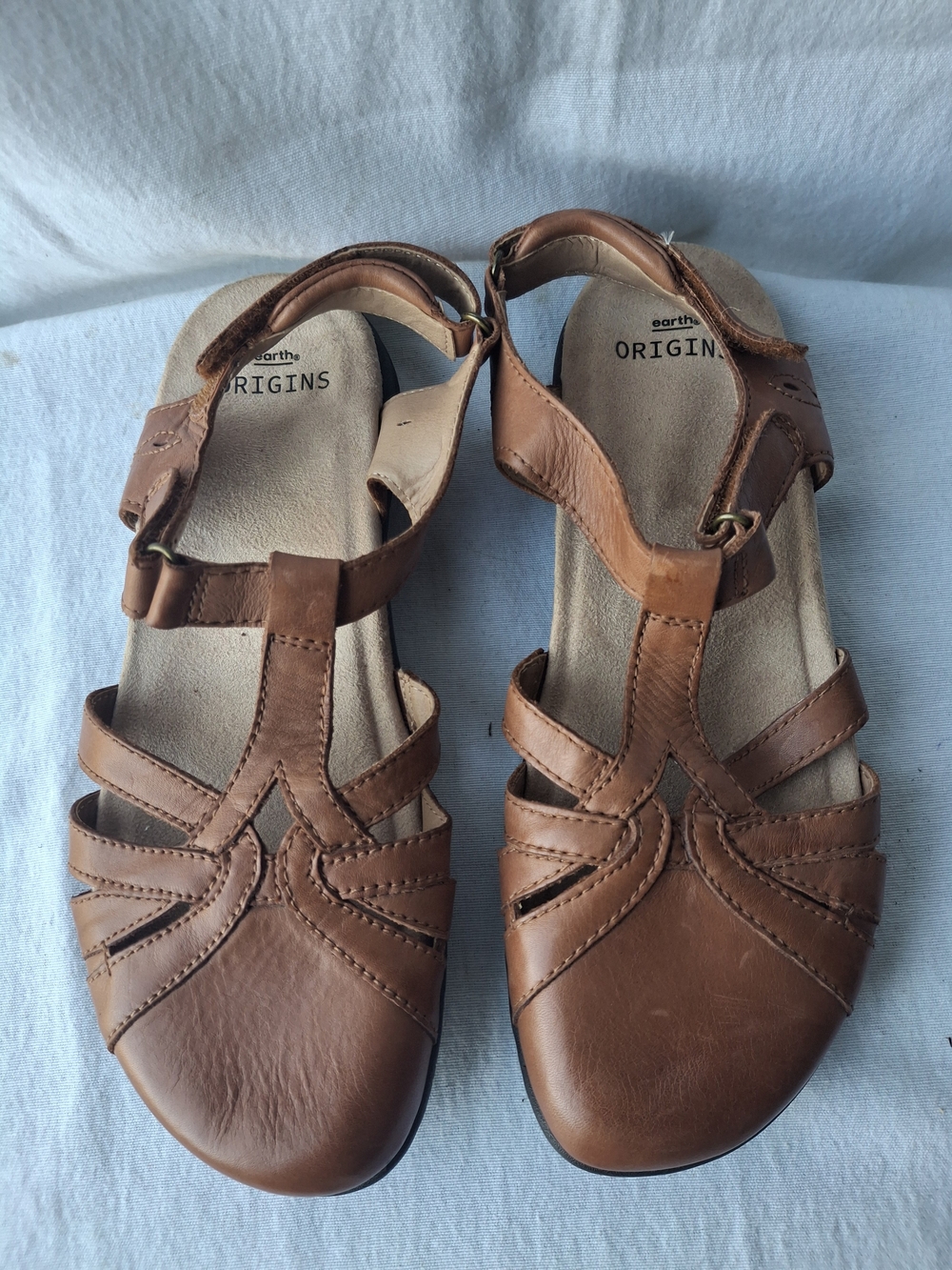 Earth Origins Women's Brown Leather Strappy Sandals
